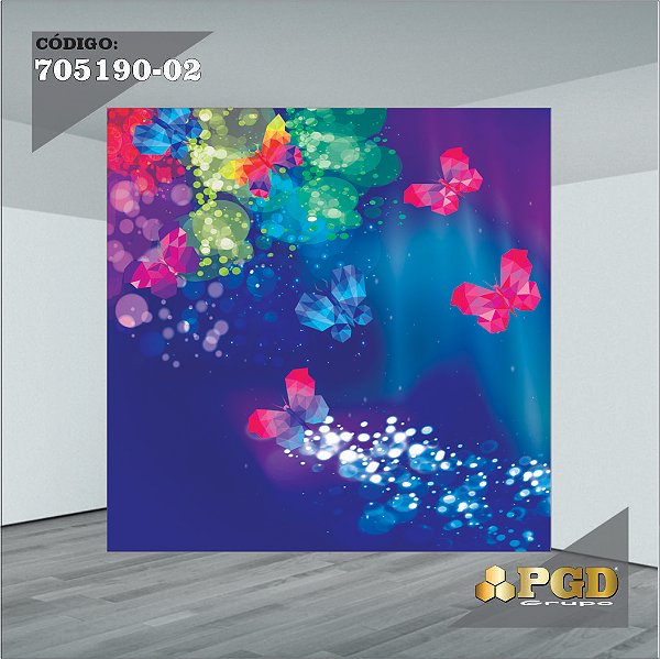 PAINEL RETANGULAR 4,00 X 2,48 MT tema - BORBOLETA Modelo 02 TECIDO EM - MICRO LIGHT