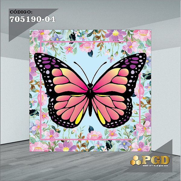 PAINEL RETANGULAR 4,00 X 2,48 MT tema - BORBOLETA Modelo 04 TECIDO EM - MICRO LIGHT