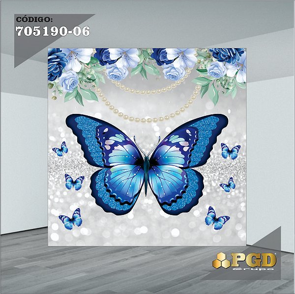 PAINEL RETANGULAR 4,00 X 2,48 MT tema - BORBOLETA Modelo 06 TECIDO EM - MICRO LIGHT