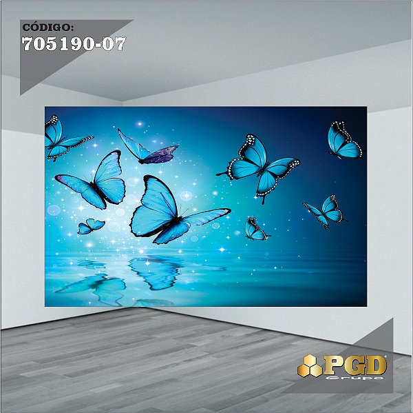 PAINEL RETANGULAR 4,00 X 2,48 MT tema - BORBOLETA Modelo 07 TECIDO EM - MICRO LIGHT