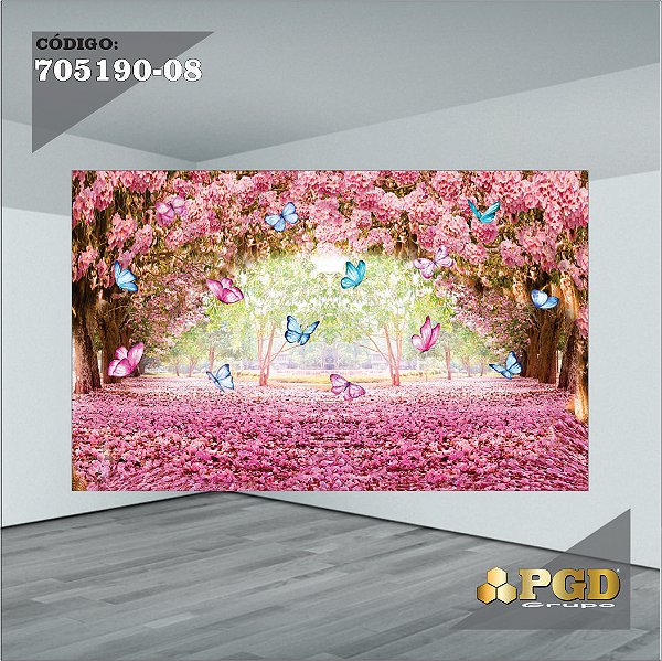 PAINEL RETANGULAR 4,00 X 2,48 MT tema - BORBOLETA Modelo 08 TECIDO EM - MICRO LIGHT