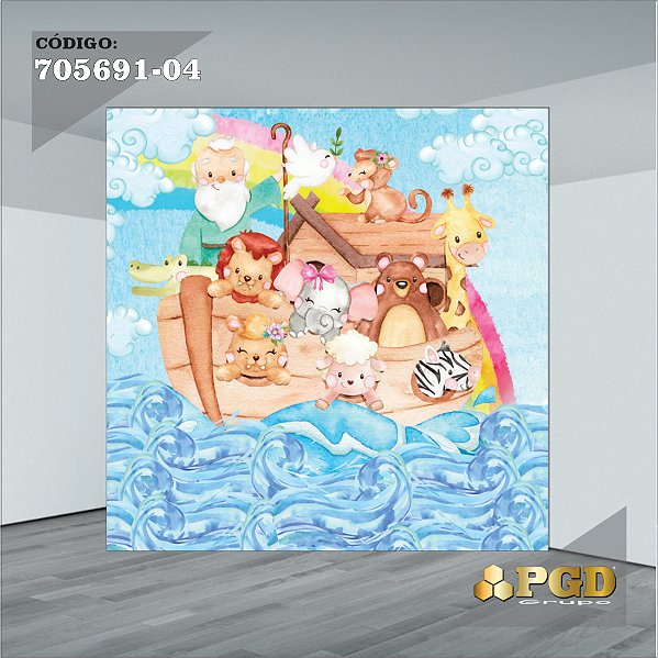 PAINEL RETANGULAR 4,00 X 2,48 MT tema - ARCA DE NOÉ Modelo 04 TECIDO EM - MICRO LIGHT