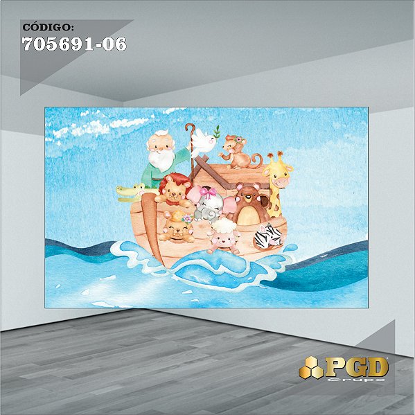 PAINEL RETANGULAR 4,00 X 2,48 MT tema - ARCA DE NOÉ Modelo 06 TECIDO EM - MICRO LIGHT