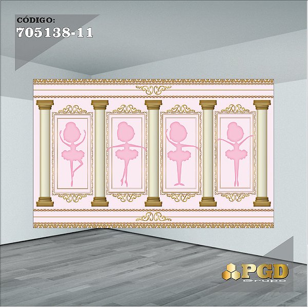 PAINEL RETANGULAR 4,00 X 2,48 MT tema - BAILARINA Modelo 11 TECIDO EM - MICRO LIGHT