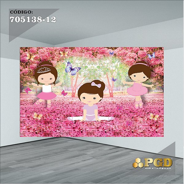 PAINEL RETANGULAR 4,00 X 2,48 MT tema - BAILARINA Modelo 12 TECIDO EM - MICRO LIGHT
