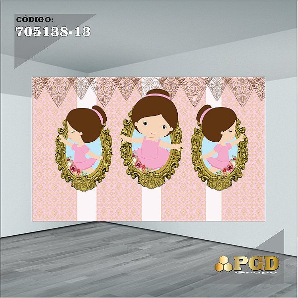 PAINEL RETANGULAR 4,00 X 2,48 MT tema - BAILARINA Modelo 13 TECIDO EM - MICRO LIGHT
