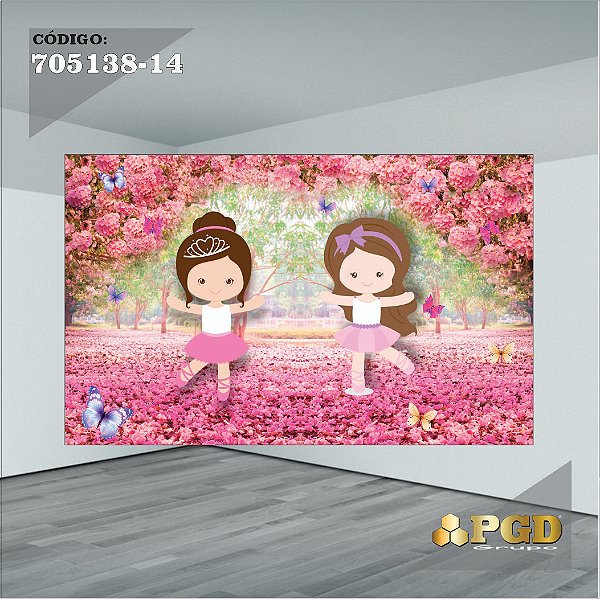 PAINEL RETANGULAR 4,00 X 2,48 MT tema - BAILARINA Modelo 14 TECIDO EM - MICRO LIGHT