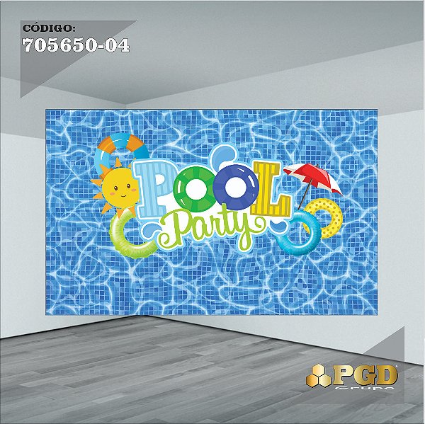 PAINEL RETANGULAR 4,00 X 2,48 MT tema - POOL PARTY Modelo 04 TECIDO EM - MICRO LIGHT