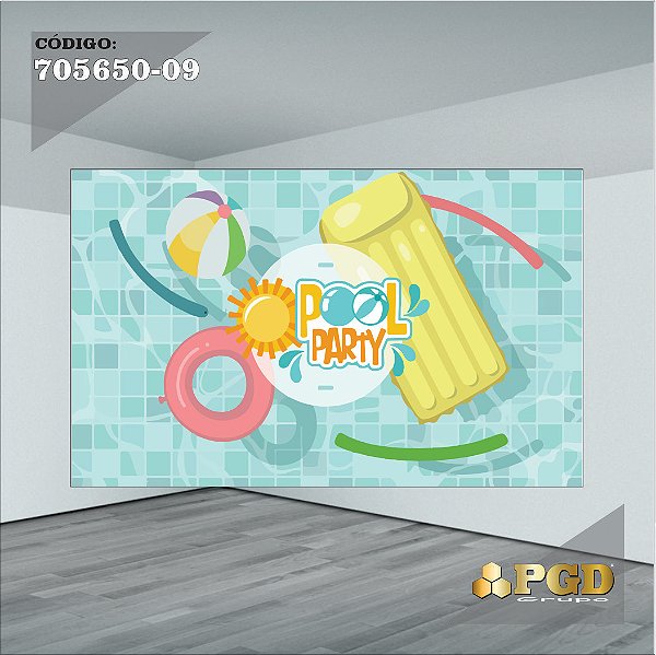 PAINEL RETANGULAR 4,00 X 2,48 MT tema - POOL PARTY Modelo 09 TECIDO EM - MICRO LIGHT
