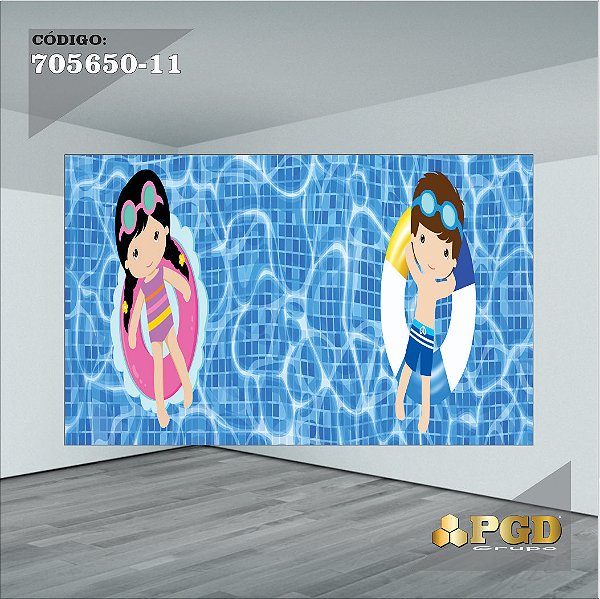 PAINEL RETANGULAR 4,00 X 2,48 MT tema - POOL PARTY Modelo 11 TECIDO EM - MICRO LIGHT