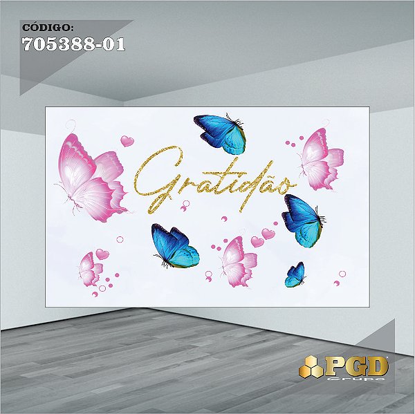 PAINEL RETANGULAR 4,00 X 2,48 MT tema - GRATIDÃO Modelo 01 TECIDO EM - MICRO LIGHT