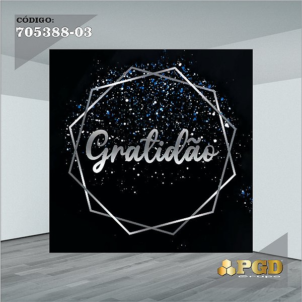 PAINEL RETANGULAR 4,00 X 2,48 MT tema - GRATIDÃO Modelo 03 TECIDO EM - MICRO LIGHT