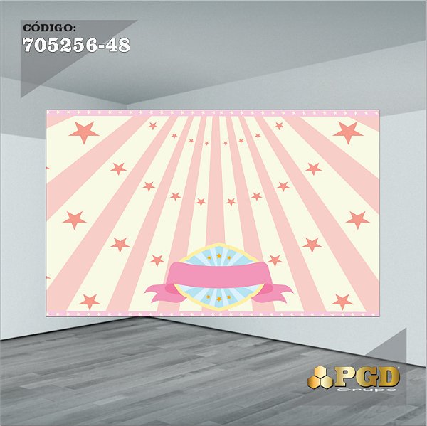 PAINEL RETANGULAR 4,00 X 2,48 MT tema - CIRCO ROSA Modelo 48 TECIDO EM - MICRO LIGHT