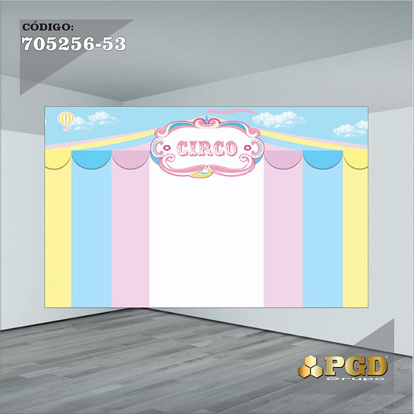PAINEL RETANGULAR 4,00 X 2,48 MT tema - CIRCO ROSA Modelo 53 TECIDO EM - MICRO LIGHT