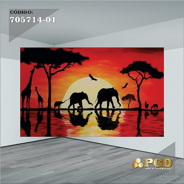 PAINEL RETANGULAR 4,00 X 2,48 MT tema - SAFARI Modelo 01 TECIDO EM - MICRO LIGHT