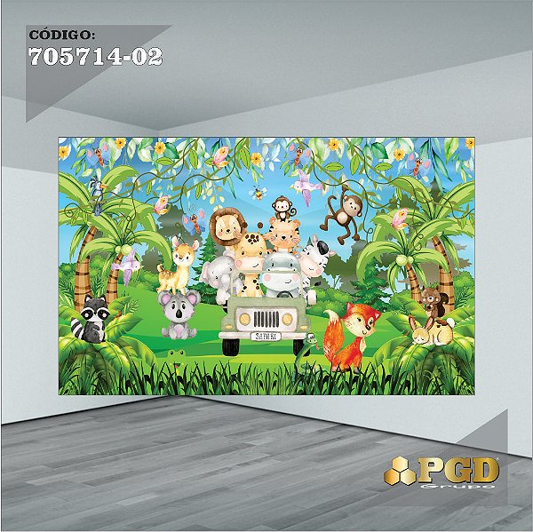 PAINEL RETANGULAR 4,00 X 2,48 MT tema - SAFARI Modelo 02 TECIDO EM - MICRO LIGHT