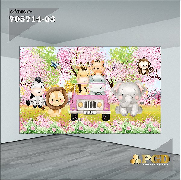 PAINEL RETANGULAR 4,00 X 2,48 MT tema - SAFARI Modelo 03 TECIDO EM - MICRO LIGHT
