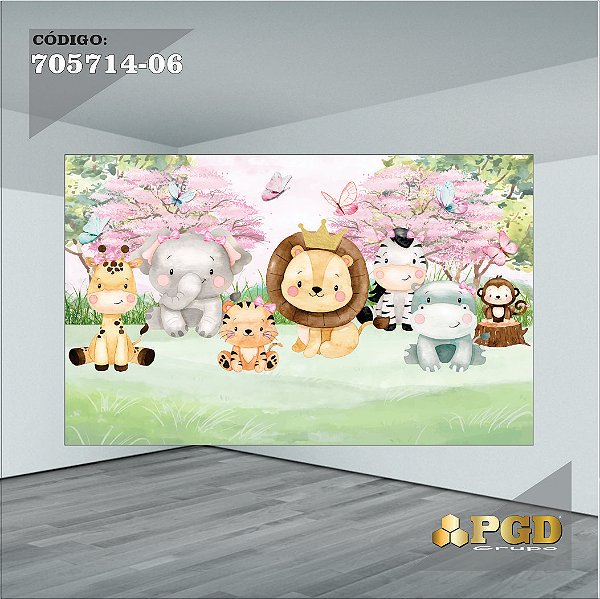 PAINEL RETANGULAR 4,00 X 2,48 MT tema - SAFARI Modelo 06 TECIDO EM - MICRO LIGHT