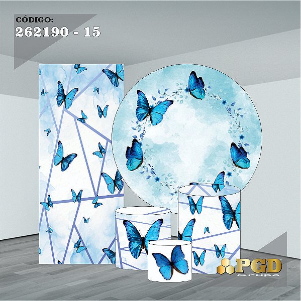 KIT VESTE FACIL P,M,G + PAINEL 1,5 x 1,5 + PORTAL 2,00 x 0,85 MT -  tema - BORBOLETA Modelo 15 TECIDO EM - HELANCA