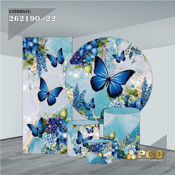 KIT VESTE FACIL P,M,G + PAINEL 1,5 x 1,5 + PORTAL 2,00 x 0,85 MT -  tema - BORBOLETA Modelo 22 TECIDO EM - HELANCA