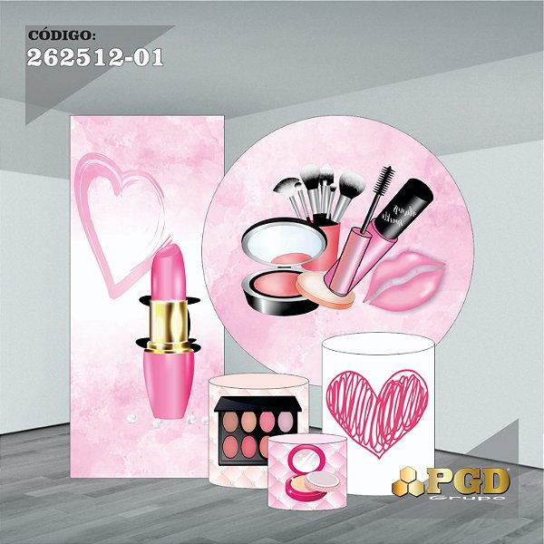 KIT VESTE FACIL P,M,G + PAINEL 1,5 x 1,5 + PORTAL 2,00 x 0,85 MT -  tema - Maquiagem Modelo 01 TECIDO EM - HELANCA