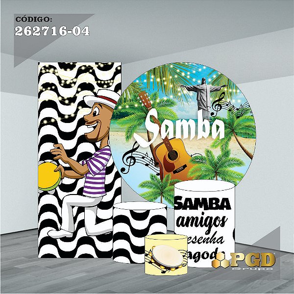 KIT VESTE FACIL P,M,G + PAINEL 1,5 x 1,5 + PORTAL 2,00 x 0,85 MT -  tema - Samba Modelo 04 TECIDO EM - HELANCA