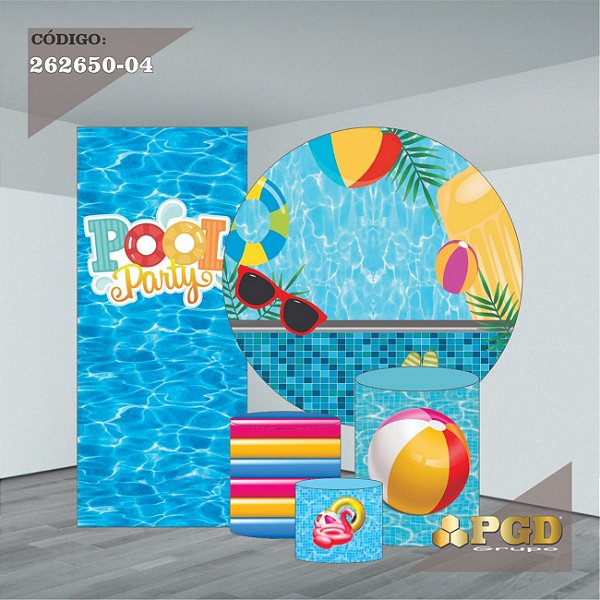 POOL PARTY - Painel 1,50m + Portal + Veste Fácil