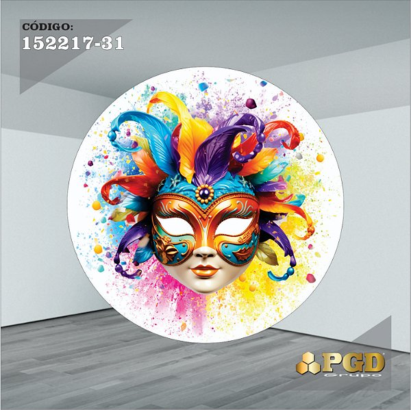 Painel 1,50m Redondo Sublimado Carnaval - Helanca Gold 1,5m