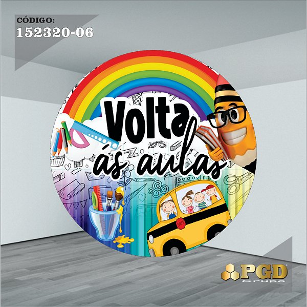 Painel 1,50m Redondo Sublimado Escola ( Volta as Aulas ) - Helanca Gold 1,5m
