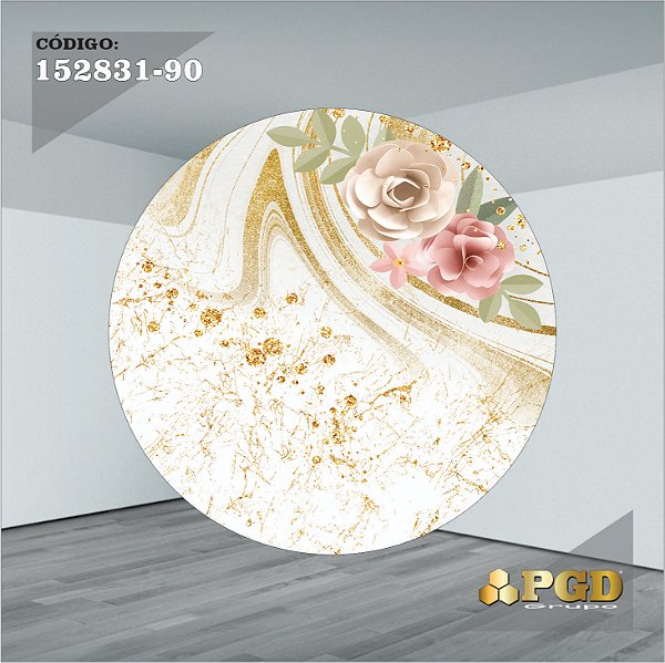Painel 1,30m Redondo Sublimado Floral - Helanca Gold