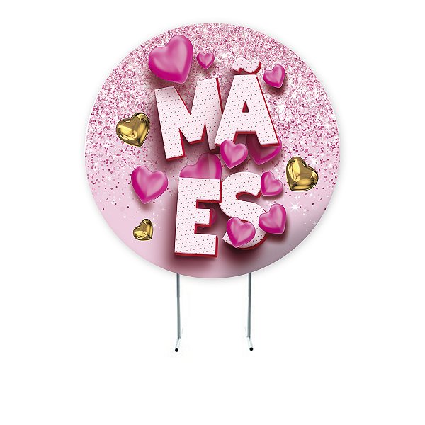 Painel 1,50m Redondo Sublimado Dia das Mães - Helanca Gold 1,5m