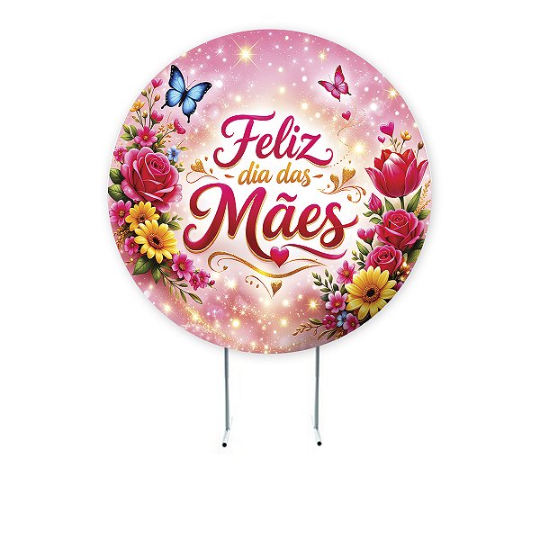 Painel 1,50m Redondo Sublimado Dia das Mães - Helanca Gold 1,5m