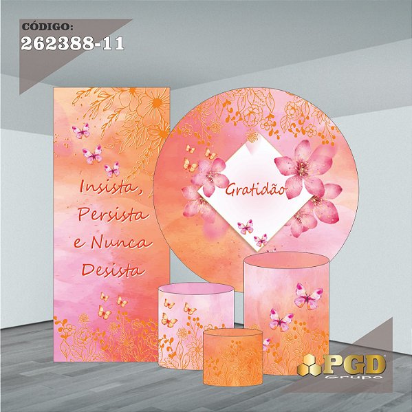 Gratidão Rosa  - Painel 1,50m + Portal + Veste Fácil