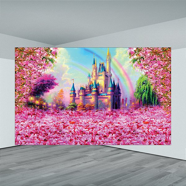 Painel Retangular Sublimado Castelo Princesa - Microfibra Light 400x248cm