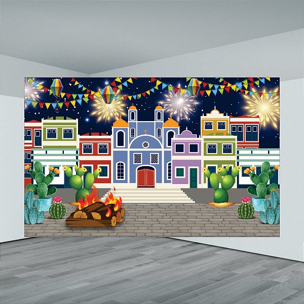 Painel Retangular Sublimado Festa Junina N° 2 - Microfibra Light 400x248cm