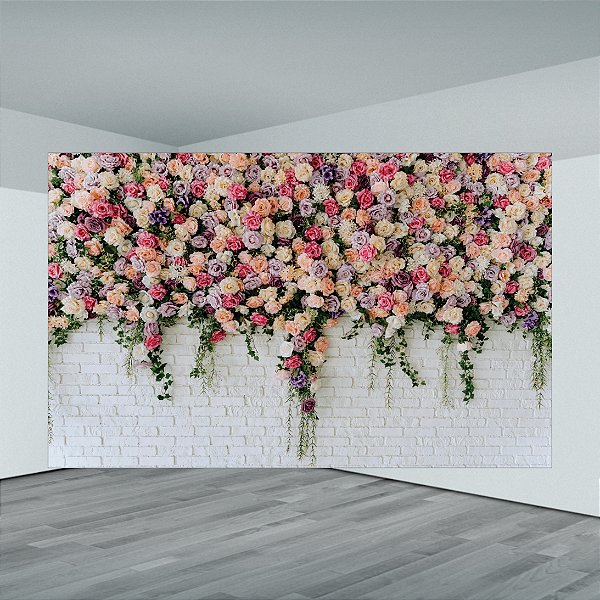Painel Retangular Sublimado Muro Flor - Microfibra Light 400x248cm