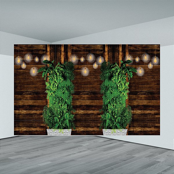 Painel Retangular Sublimado Muro Planta - Microfibra Light 400x248cm