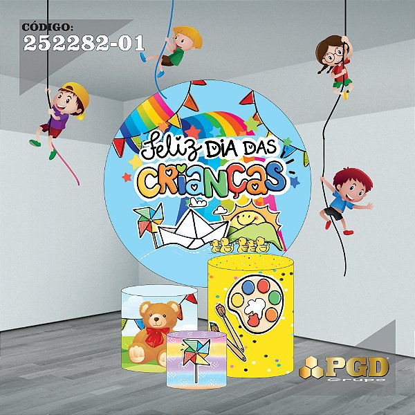PROMOÇÃO DIA DAS CRIANÇAS - KIT Painel Redondo 1,5m ou 1,3m + Trio Veste Fácil em Helanca