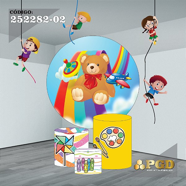 PROMOÇÃO DIA DAS CRIANÇAS - KIT Painel Redondo 1,5m ou 1,3m + Trio Veste Fácil em Helanca