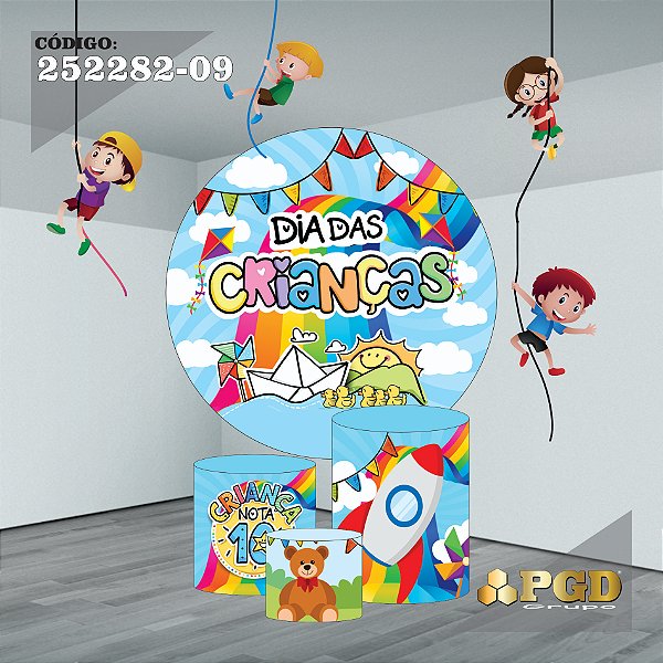 PROMOÇÃO DIA DAS CRIANÇAS - KIT Painel Redondo 1,5m ou 1,3m + Trio Veste Fácil em Helanca