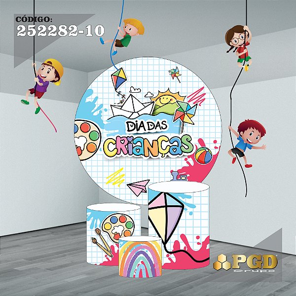 PROMOÇÃO DIA DAS CRIANÇAS - KIT Painel Redondo 1,5m ou 1,3m + Trio Veste Fácil em Helanca