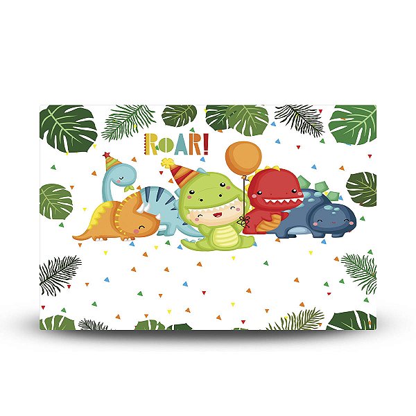 PAINEL RETANGULAR DE FESTA SUBLIMADO 400x248 MICROLIGHT - DINO BABY