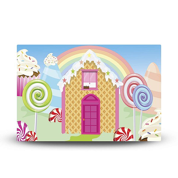 PAINEL RETANGULAR DE FESTA SUBLIMADO 400x248 MICROLIGHT - CONFEITARIA