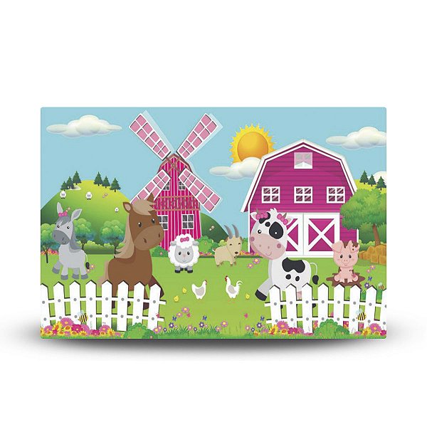 PAINEL RETANGULAR DE FESTA SUBLIMADO 400x248 MICROLIGHT - FAZENDINHA