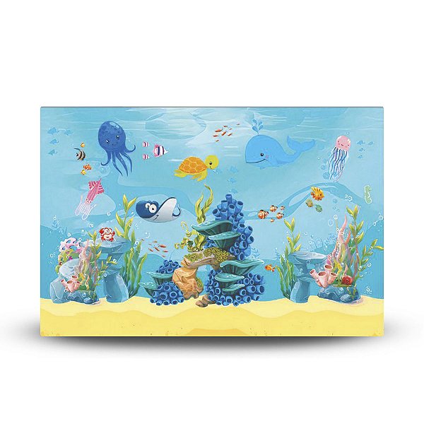 PAINEL RETANGULAR DE FESTA SUBLIMADO 400x248 MICROLIGHT - FUNDO DO MAR