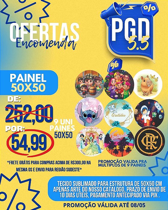 PROMOÇÃO 05.05 9 PAINEIS 50X50CM