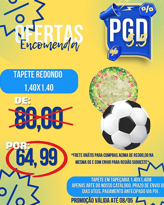 PROMOÇÃO 05.05 Tapete Decorativo 140x140cm Tecido Tapeçaria