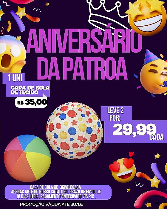 PROMOÇÃO ANIVERSÁRIO DA PATROA - 2 VESTE BOLA
