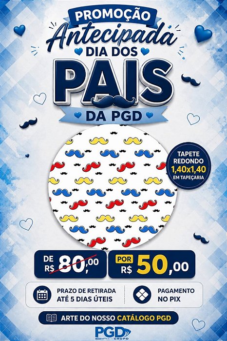 DIA DOS PAIS Tapete Decorativo 140x140cm Tecido Tapeçaria