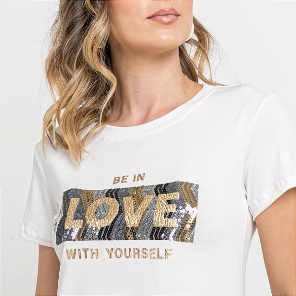 Camiseta T-Shirt Feminina Be in Love - Off White